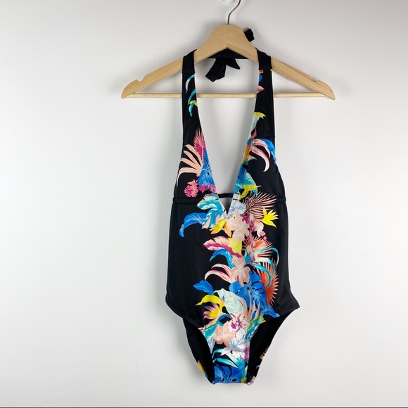 Laundry by Design Other - NWOT Laundry Black Tropical One Piece Bathing Suit XS